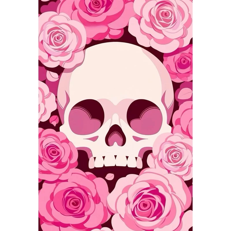 Resin Art Rose - DIY Pink Rose Skull Diamond Painting,
